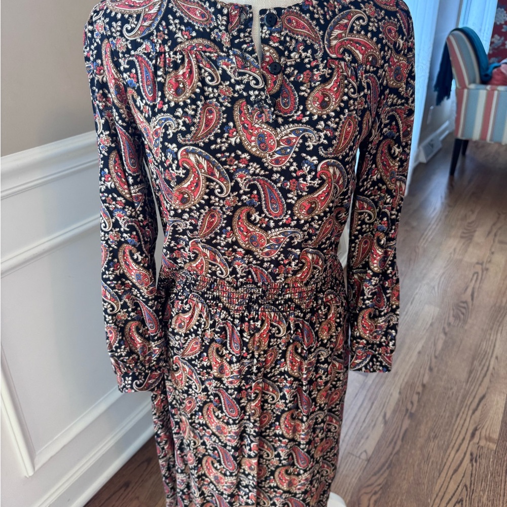 Vintage Taurus II Paisley Midi Dress‎ Smocked Waist ILGWU Union Made Size 6 - Picture 6 of 16